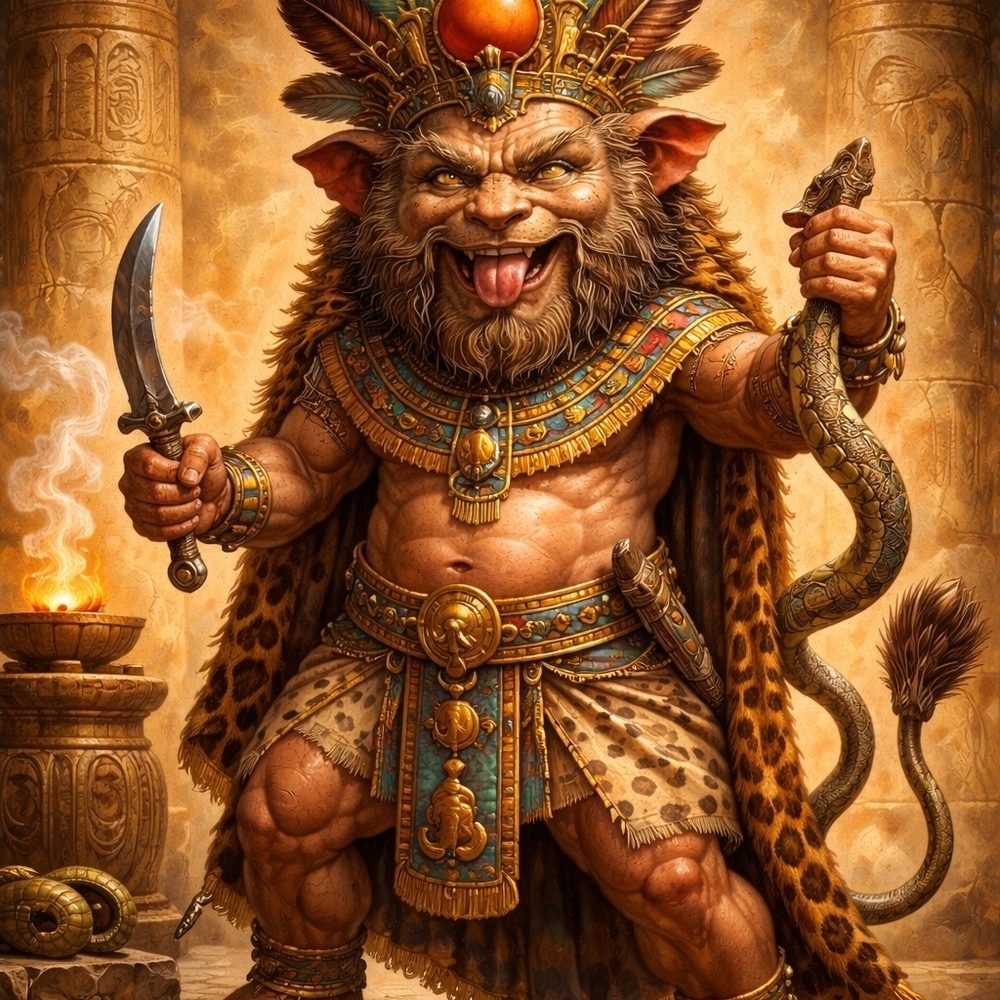 Egyptian God Bes Art Print In A Frame 8x10 - Picture 2 of 2